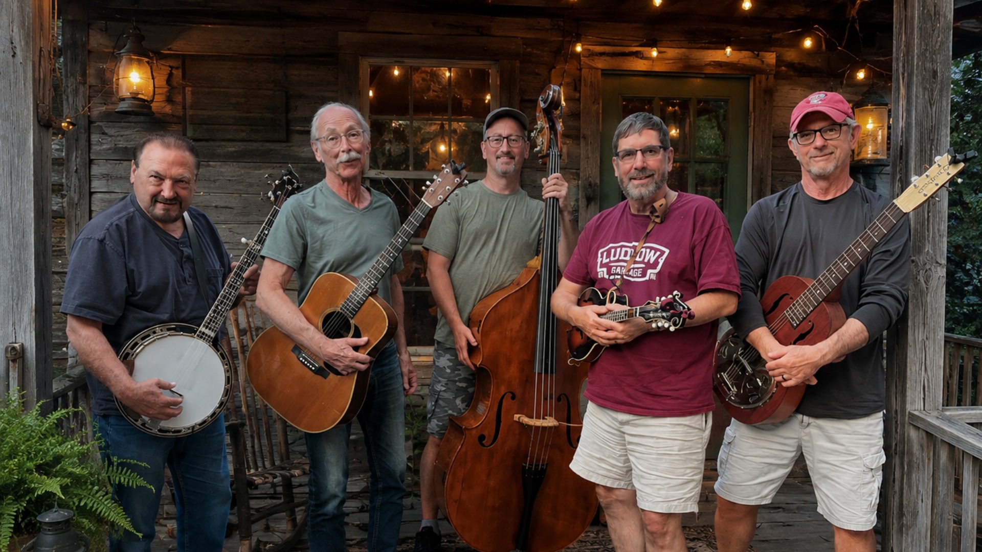 The Mill Creek Drifters on the porch performing bluegrass and Americana music